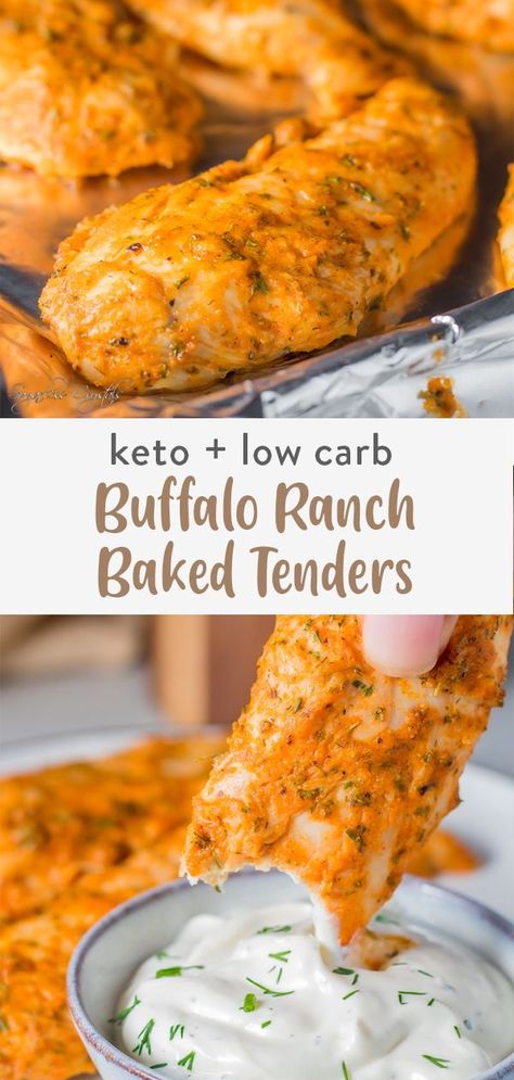 Keto Crockpot Chicken, Ranch Baked Chicken, Baked Buffalo Chicken Tenders, Healthy Chicken Strips, Chicken Tender Recipes Baked, Crockpot Chicken Recipe, Baked Chicken Strips, Chicken Strip Recipes, Keto Crockpot