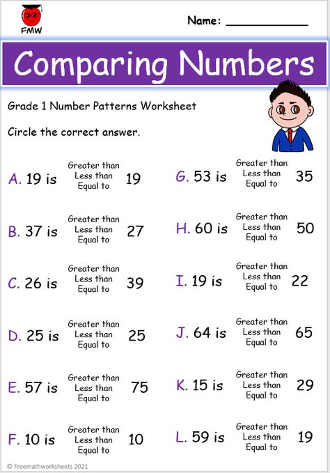 Free Grade 1 Math Worksheets Comparing Numbers Worksheet Grade 1, Grade 1 Math Worksheets, Number Patterns Worksheets, Comparing Numbers Worksheet, Maths Problems, Grade 1 Math, Plants Worksheets, Reading Comprehension For Kids, Numbers Worksheet