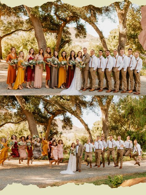 Fall Yellow, Wedding Groomsmen Attire, Orange Bridesmaid, Fall Bridesmaids, Orange Bridesmaid Dresses, Fall Bridesmaid Dresses, Photoshoot Couple, Mismatched Bridesmaids, Wedding Country