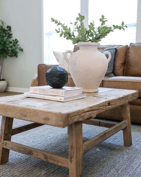 26 Rustic Coffee Tables and How to Choose the Perfect One for Your Living Space - Farmhousehub Modern Farmhouse Coffee Table, Natural Wood Coffee Table, Wood Coffee Table Rustic, Pine Coffee Table, Rustic Coffee Table, Simple Coffee Table, Reclaimed Wood Coffee Table, Ideas Hogar, Unique Coffee Table