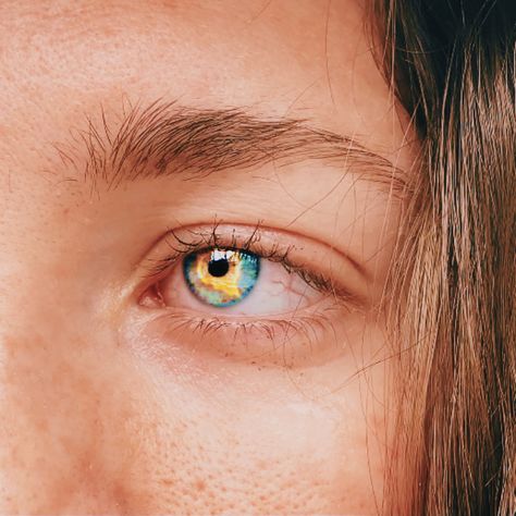 Blue Gold Eyes, Blue And Gold Eyes, Blue And Yellow Eyes, Ashryver Eyes, Sam Cortland, Central Heterochromia, Eye Color Chart, Blue Eye Color, Teal Eyes