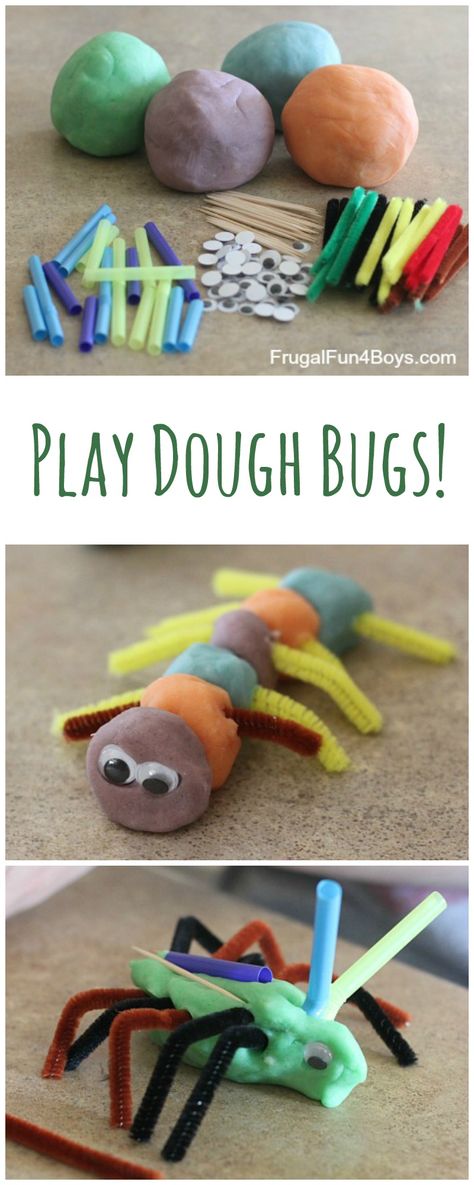 Play Dough Bugs - Make several colors of play dough and put out some loose parts for building bugs. Build A Bug Playdough, Build A Bug Craft, Kids Woodworking, Bug Activities, Insects Preschool, Dough Ideas, Bugs Preschool, Insect Activities, Playdough Activities