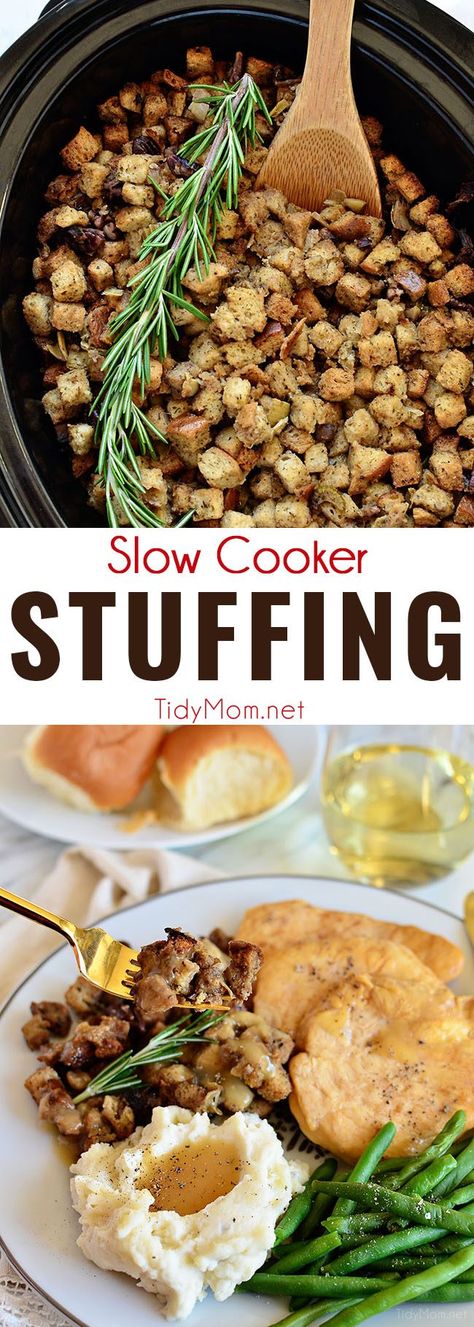 Slow Cooker Stuffing, Thanksgiving Slow Cooker, Crockpot Stuffing, Oven And Stove, Homemade Stuffing, Holiday Meal, Stuffing Recipes, Crock Pot Slow Cooker, Toasted Pecans