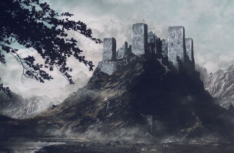 ArtStation - The Abandoned Castle / variations, Viktor Póda Mountain Artwork, Field Wallpaper, Dark Castle, Asoiaf Art, Abandoned Castles, Castle Art, Castle Ruins, Building Art, Wallpaper Gallery