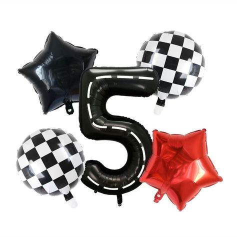 Race Themed Party, Car Birthday Balloons, Birthday Race Car Theme, Race Car Theme Party, Baby Shower Boys, Shower Boys, Racing Birthday, Race Car Themes, 5th Birthday Party