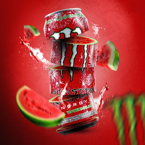 Advertising Product, Design Advertising, Monster Energy, Graphic Design Advertising, Product Design, Adobe Photoshop, Watermelon, Photoshop, Graphic Design