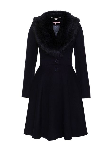 Rich Girl Style, Robes Glamour, Review Clothing, Review Australia, Detachable Collar, Faux Fur Collar, Blue Wool, Looks Vintage, Fur Collar