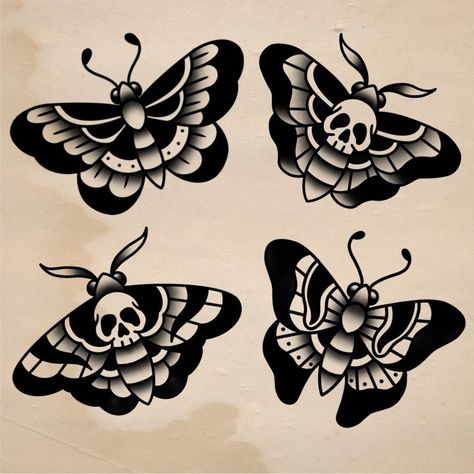 George Humphrey on Instagram: “Have all these available!!💀 Apprentice rates - arms and legs DM for any enquiries . . . . . . . . . . . . . . #traditionaltattoos…” Traditional Moth Tattoo, Traditional Tattoo Black And White, Traditional Butterfly Tattoo, Traditional Tattoo Stencils, Any Tattoo, Traditional Tattoo Old School, Traditional Tattoo Inspiration, Bug Tattoo, Insect Tattoo