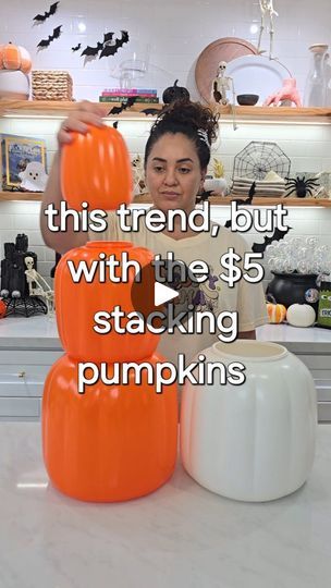 5.6K views · 8.6K reactions | Spiced up these dollar tree pumpkins! Apparently they have a $5 dollar section! Did you know that?? I've also seen these stacking pumpkins at five below!
@dollartree
@fivebelow
#likeariver #stackingpumpkins #dollartree #dollartreefinds #halloween #halloweendecorations #diyhalloween #halloweendecor #pumpkins | leilani_kekuewa Dollar Tree Stacked Pumpkins, Stacking Pumpkins, Dollar Tree Pumpkins, 5 Dollar, Dollar Tree Finds, Stacked Pumpkins, Five Below, Halloween Diy, Dollar Tree