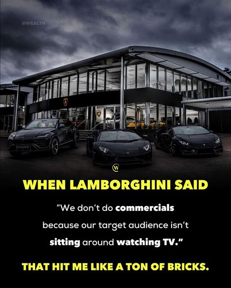 Business | Motivation | Quotes on Instagram: “If you want to own a Lamborghini start by watching less tv. ------------------ On the journey to success? Hit that follow button! ⬇️ 👍🏽 🔹…” Lamborghini Quotes, Business Motivation Quotes, Journey To Success, You Dont Say, Business Motivational Quotes, Motivational Posts, Cute Wallets, Quotes On Instagram, Study Motivation Quotes