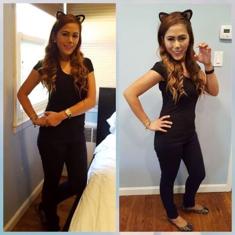 Last minute cat costume Hot Halloween Costumes Women, Costumes For Work, Black Cat Costumes, Hot Halloween, Diy Halloween Costumes For Women, Cat Halloween Costume, Last Minute Costumes, Cat Costume, Cat Woman Costume