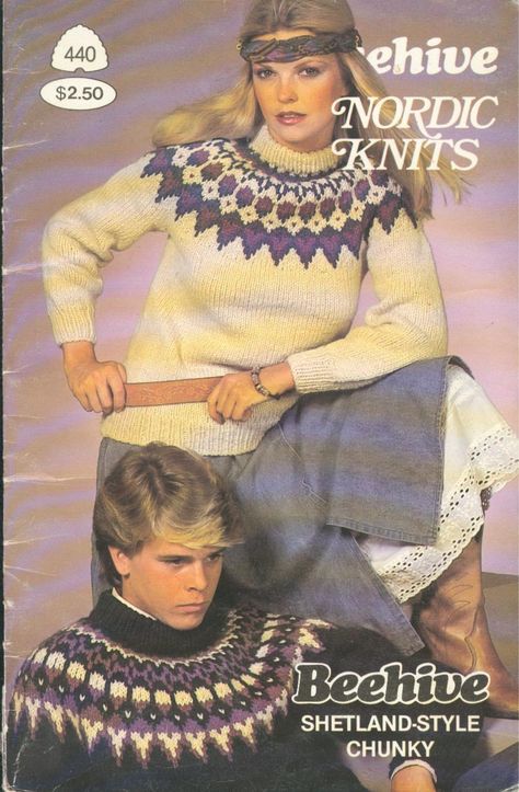 Patons 440 Nordic Knits Pullover Sweater Knitting Pattern, Motif Fair Isle, Fair Isle Pullover, Icelandic Sweaters, Fair Isle Knitting Patterns, Nordic Sweater, Quick Knits, Knit Men, Vintage Knitting Patterns