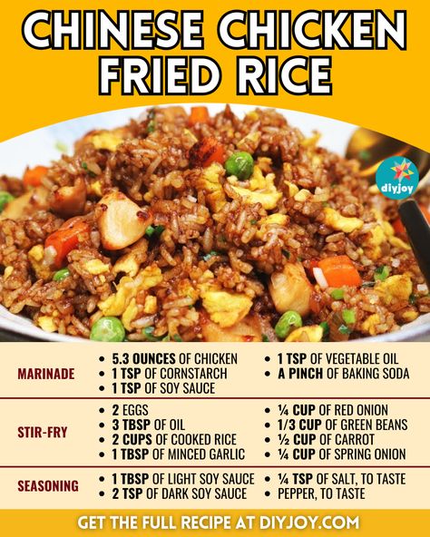 Rice Recipe Ideas, Loaded Fried, Easy Chinese Chicken, Chinese Fried Rice Recipe, Best Fried Rice Recipe, Chicken Fried Rice Recipe Easy, Rice And Meat, Rice Dishes Recipes, Chinese Fried Rice