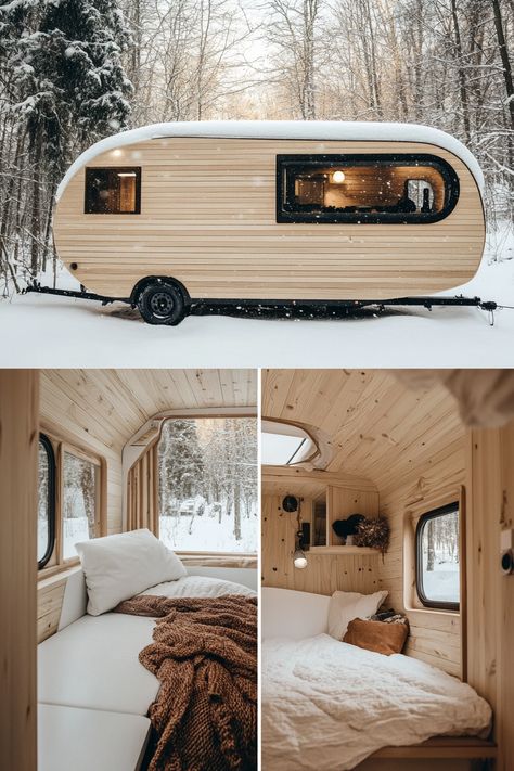 75 Tiny House Campers Inspirations and Ideas - TastyInteriors Camper Renovation Exterior, Camper Tiny House Conversion, Rv Conversion To Tiny House, Modern Caravan, Tiny Camper Trailer, Hippie Camper, Small Camper Vans, Tiny House Camper, Caravan Makeover