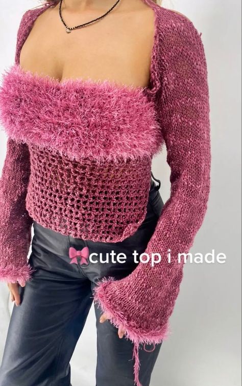 Crochet Fluffy Sweater, Crochet Wardrobe, Crochet Fluffy, Appeal Letter, Crochet Design Pattern, Kawaii Crochet, Crochet Fashion Patterns, Crochet Set, Thick Sweaters