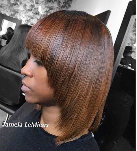 Page Boy Haircut Women, Balayage On Natural Hair, Copper Brown Balayage, Mushroom Haircut, Pageboy Haircut, Black Women Hair Color, Choppy Cut, Black Ponytail, Mushroom Hair