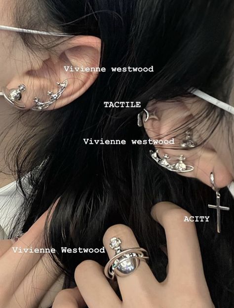 Westwood Earrings, Vivienne Westwood Earrings, Vivienne Westwood Jewellery, Pretty Ear Piercings, Tiktok Aesthetic, Cute Piercings, Dope Jewelry, Jewelry Lookbook, Chrome Hearts