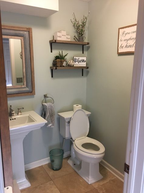 Half Bathroom Decor, Budget Bathroom Remodel, Powder Room Decor, Bathroom Color, Bathroom Design Decor, Bathroom Decor Ideas, Downstairs Bathroom, Bathroom Redo, Half Bathroom