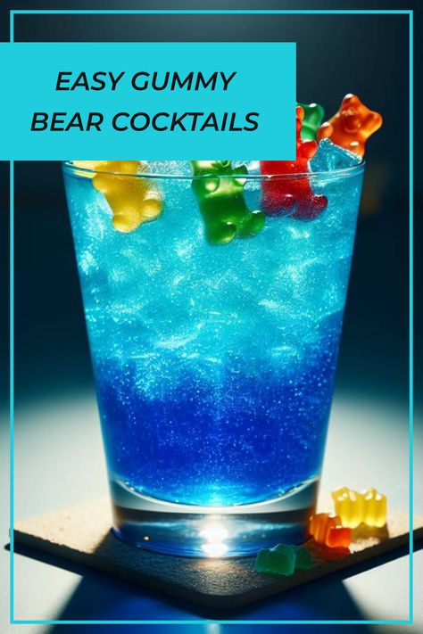 Try these quick gummy bear cocktail recipes for a tasty and refreshing treat. Discover the vibrant flavors of the Gummy Bear and Blue Gummy Bear cocktails. Gummy Bear Drink Recipe, Gummy Bear Mocktails, Gummy Bear Cocktail Recipe, White Gummy Bear Drink, Gummy Bear Cocktail, Skittles Drink, Gummy Bear Drink, Gummy Bear Shots, Bear Cocktail