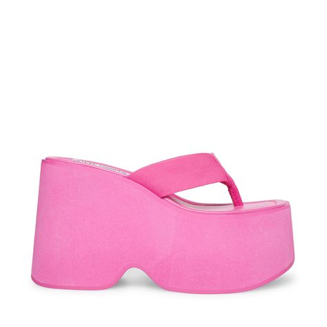 Shoe Wedges, Pink Platform Sandals, Pink Platform, Pink Platforms, Steve Madden Store, Platform Flip Flops, Pink Men, Pink Sandals, Aesthetic Shoes