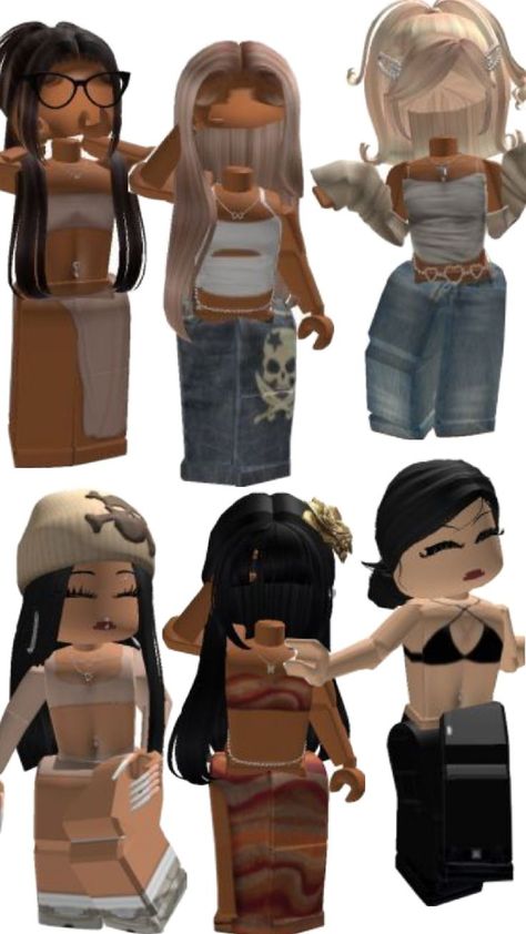 Y2k Baddie Outfits, Scream Characters, Cute Baddie Outfits, Y2k Baddie, Emo Roblox Avatar, Black Hair Roblox, Bratz Inspired Outfits, Female Avatar, Baddie Outfits Ideas