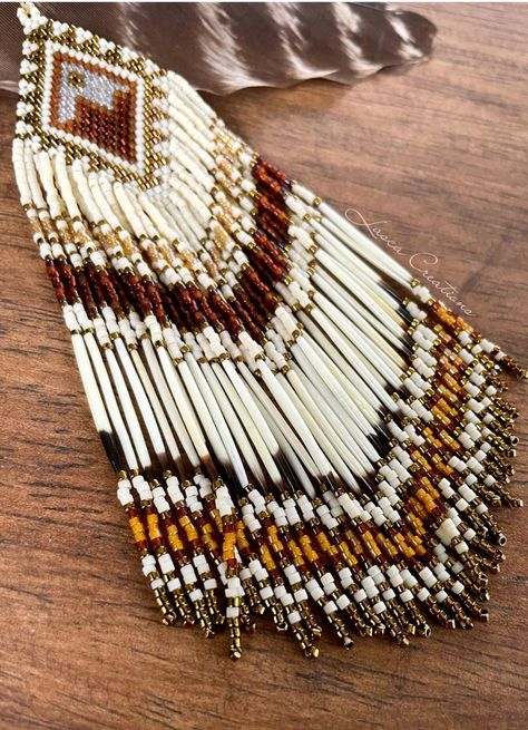 Porcupine Jewelry, Porcupine Quill Jewelry, Porcupine Quill Earrings, Indigenous Crafts, Beaded Belts, Indian Beadwork, Fall Bead, Diy Seed Bead Earrings, Seed Bead Jewelry Patterns