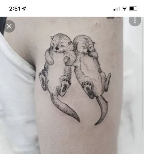 Sea Otters Tattoo, Otter Family Tattoo, Otter Tattoo Holding Hands, Otter Tattoo Simple, Sea Otter Tattoo, Otter Tattoos, Traditional Tattoo Black And White, Otter Tattoo, Tattoo Beautiful