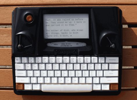 Hemingwrite - A Distraction Free Digital Typewriter by Hemingwrite — Kickstarter Modern Typewriter, Writing Area, Free Writing, Word Nerd, Writing Tools, Mechanical Keyboard, Space Crafts, Modern Technology, Blackberry Phone