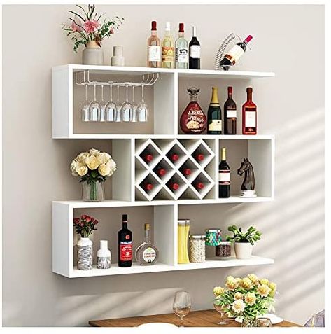 Amazon.com: Wine Rack Wall Mounted Wine Rack Wall-mounted Wine Rack Storage Box With Metal Glass Holder And Multi-purpose Storage Shelves For Storing Multiple Bottles Of Standard Wine Modern Diamond Shaped Wooden: Home & Kitchen Wine Bottle Shelf, Wine Rack Shelf, Wine Glass Shelf, Wine Shelf, Kitchen Wall Shelves, Wine Rack Storage, Wall Mounted Wine Rack, Wine Shelves, Wood Wine Racks