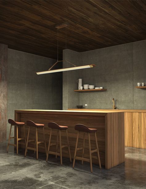 Cerno Introduces Penna Lighting that Mixes Wood, Leather, and Brass - Design Milk White Washed Oak, Linear Pendant Light, Ceiling Detail, Linear Suspension, Led Light Fixtures, Linear Pendant, Suspension Light, Modern Light Fixtures, Led Pendant Lights