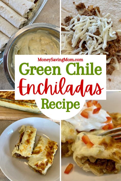 Green Chile Enchilada Casserole Recipe | Money Saving Mom® Meals For Busy Moms, Green Enchiladas, Chili Enchiladas, Green Chili Enchiladas, Green Chile Enchiladas, Best Freezer Meals, Cheesy Enchiladas, Enchilada Casserole Recipes, Freezer Friendly Meals