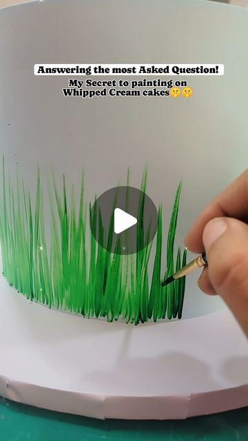 Piping Grass On Cake, Grass Cake, Whipped Cream Cakes, Real Painting, Grass Painting, Watercolor Cake, Cream Cakes, What To Use, Paint Strokes