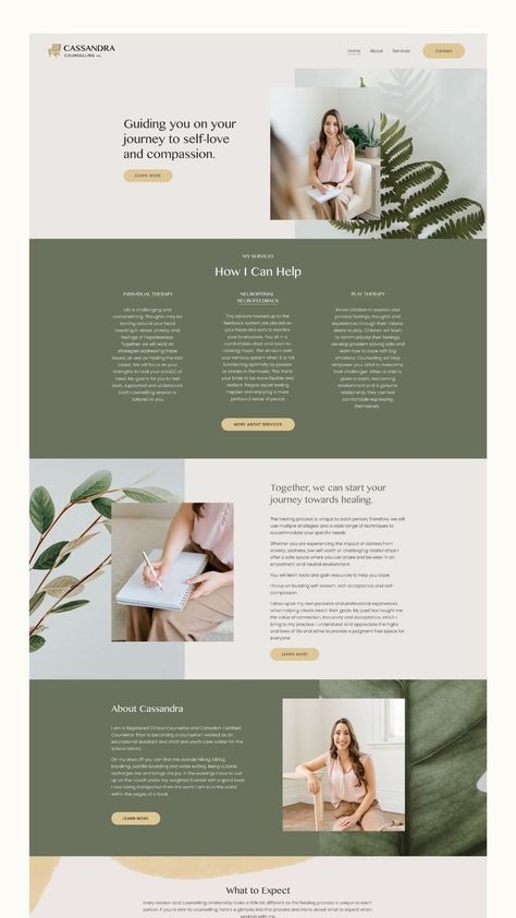 Calming and nature-inspired Squarespace website design for a Registered Clinical Counsellor Therapy Website Design, Therapy Website, Best Landing Page Design, Website Design Inspiration Layout, Coach Website, Squarespace Website Templates, Webdesign Inspiration, Squarespace Website Design, Web Design Studio