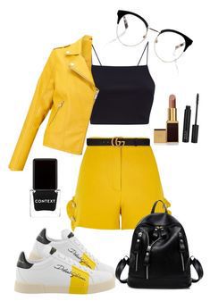 Black And Yellow Outfit, Polyvore Outfits Aesthetic, Yellow Outfit Ideas, Mode Pastel, Outfits Hot, All Black Shoes, Mode Chanel, Yellow Outfit, Sunshine Yellow