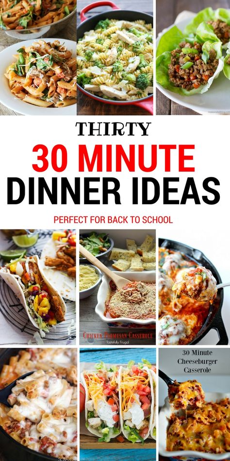 Thirty Dinner Ideas That Take 30 Minutes or Less To Make: Perfect for Back To School | Tastefully Frugal 30 Minute Dinners, Prepare Meals, Fast Dinners, Frugal Meals, 30 Minute Meals, Easy Weeknight Dinners, Delicious Meals, School Time, Quick Dinner