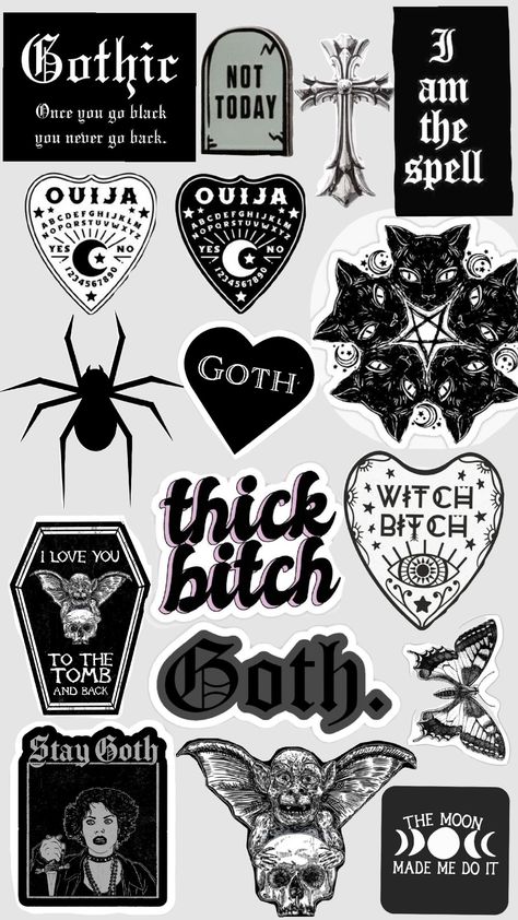 Dark Feminine Stickers, Black Stickers Aesthetic Printable, Free Stickers Printables, Animal Stickers Printable, Butterfly Stickers Printable, Printable Aesthetic Stickers, Birthday Stickers Printable, Coffee Stickers Printable, Stickers Printable Cute