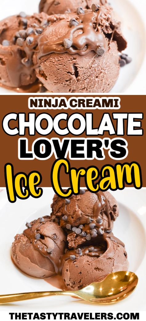 Check out my recipe for making Ninja Creami Chocolate Lovers Ice Cream! Nutella Ice Cream Ninja, Ninja Chocolate Ice Cream, Creami Ice Cream Ninja, The Tasty Travelers Ninja Creami, Ninja Creami Nutella Ice Cream, Ninja Creami Recipes Chocolate, Ninja Creamery Recipes, Ninja Creami Pudding Ice Cream, Chocolate Ice Cream Ninja Creami