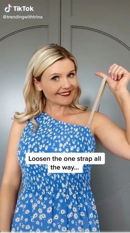 This is a guide on a one shoulder bra hack. Learn a super simple bra hack in this quick tutorial. How To Wear Bra For Off Shoulder Tops Casual, Bra For Off Shoulder Top, How To Wear A Bra With One Shoulder Top, One Shoulder Dress Bra Hacks, One Shoulder Bra Strap Hack, Halter Bra Hack, One Strap Bra Hack, How To Hide Bra Straps Off The Shoulder, How To Wear Bra For Off Shoulder Tops