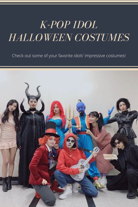 See How Some Of Your Favorite Idols Got Into The Halloween Spirit! K Pop Idols Halloween Costumes, Kpop Inspired Halloween Costumes, Kpop Idol Costume, Kpop Idols Halloween Costumes, Halloween Costumes Kpop, Kpop Halloween Costumes, Kpop Halloween Costume, Luna Costume, Kpop Halloween