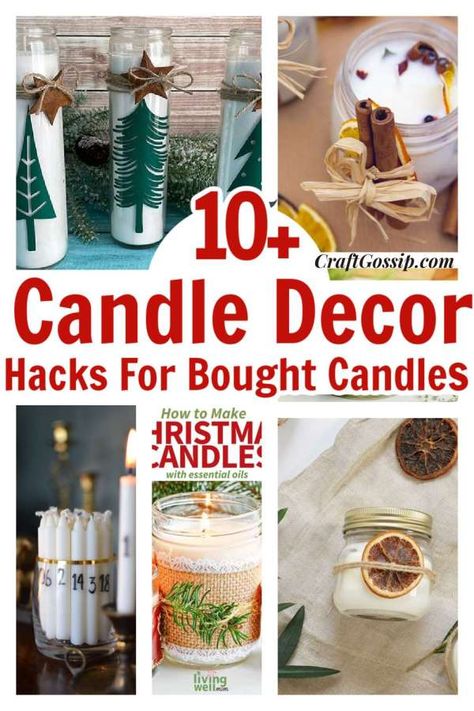 Have you left Candle making to the last minute but still want to gift candles this Holiday season? This roundup shows you how to take ready-made store-bought candles and turn them into artesian-style candles you can gift. These decorating ideas … Read More ... Grubby Candles, Candle Making Tutorial, Dried Flower Candles, Cinnamon Stick Candle, Ice Candle, Christmas Candles Diy, Candle Tutorial, Gift Candles, Fruit Candles