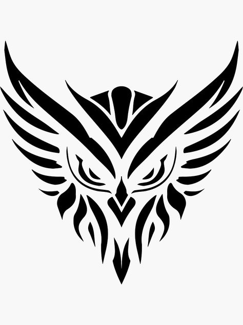 "Valkyrie Owl Tattoo" Sticker for Sale by Grypis | Redbubble Cool Tattoo Stencils, Fantasy Symbols, Cool Symbols, Animal Stencil, Owls Drawing, Photos For Profile Picture, Tattoo Design Book, Owl Tattoo, Owl Design