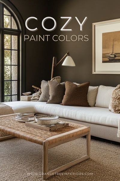 Trending House Interior Design, Cool Toned Paint Colors For Home, Earthy Green Paint Colors Bedroom, Dark Brown Paint Living Room, Cinnamon Tea Paint Color, Dark Paint Sunroom, What Color Should I Paint My Cabinets, Paint Color Small Living Room, Earthy Tone Paint Colors