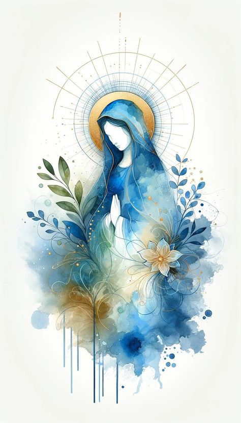 Mother Mary Art, Catholic Artwork, Catholic Wallpaper, Virgin Mary Art, Mother Mary Images, Images Of Mary, Catholic Images, Jesus Wallpaper, Blessed Mother Mary