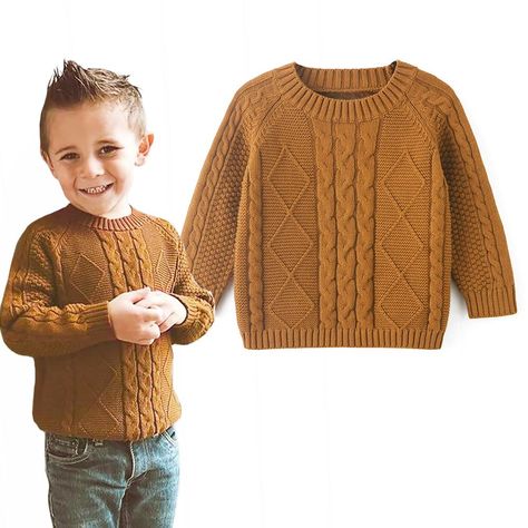 Boys Knit Sweaters, Kids Winter Outfits, Toddler Sweater, Boys Knits, Boys Sweaters, Baby Warmer, Sweater Brands, Knit Pattern, Cable Knit Sweater