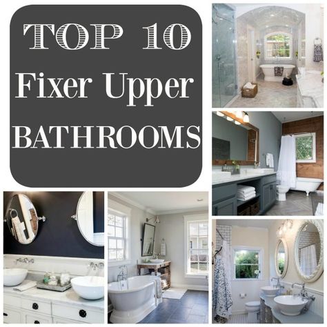 Top 10 Fixer Upper Bathrooms via Restoration Redoux Fixer Upper Bathrooms, Fixer Upper Bathroom Ideas, Joanna Gaines Bathroom Ideas, Bathroom Joanna Gaines, Joanna Gaines Bathroom, Fixer Upper Bedrooms, Bathroom Restoration, Hotel Bathroom Design, Fixer Upper Living Room