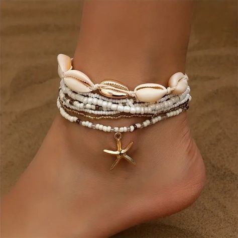 TravelPassions - Starfish Anklet Bracelet Set Starfish Anklets, Ankle Bracelet, Anklet Bracelet, Ankle Bracelets, Bracelet Set, Starfish, Anklets, Bracelet, Beads