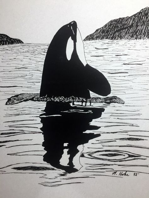 Killer Whale Jagua Design, Killer Whale Drawing, Orca Print, Cali Apartment, Orca Painting, Norway Tattoo, Whale Sketch, Orcinus Orca, Whale Drawing