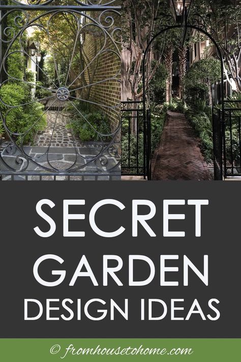 I love these secret garden design ideas. I have always wanted to do something like this in my backyard. Now I have some inspiration for my landscape! #fromhousetohome #secretgarden #gardening #gardenideas #outdoorlivingspace #patiosanddecks #gardenpaths Secret Garden Design, Secret Garden Ideas, Magical Backyard, Charleston Gardens, Garden Escape, Relaxing Backyard, Backyard Shade, Backyard Plan, Garden Door