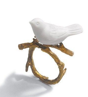 Bird Ring, Bird Accessories, Porcelain Necklace, Lladro Porcelain, Bird Rings, Magic Forest, Bird Jewelry, White Bird, Ceramic Jewelry