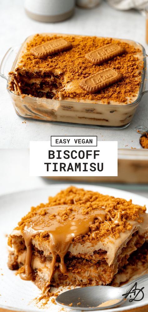 Biscoff Tiramisu, Dessert Smoothies, Tiramisu Vegan, Biscoff Recipes, Vegan Baking Recipes, Vegan Dessert Recipes, Vegan Treats, Vegan Cake, Vegan Sweets